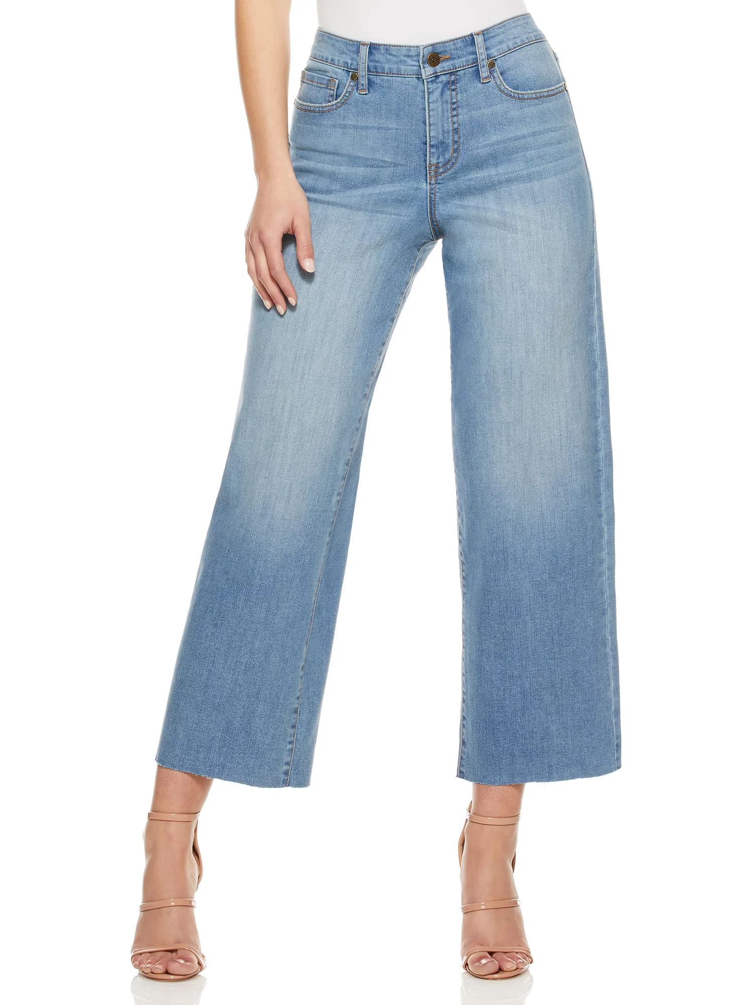 Sofia Jeans by Sofia Vergara Women’s Luisa Wide Leg Crop Jeans with Raw Hem | Walmart (US)