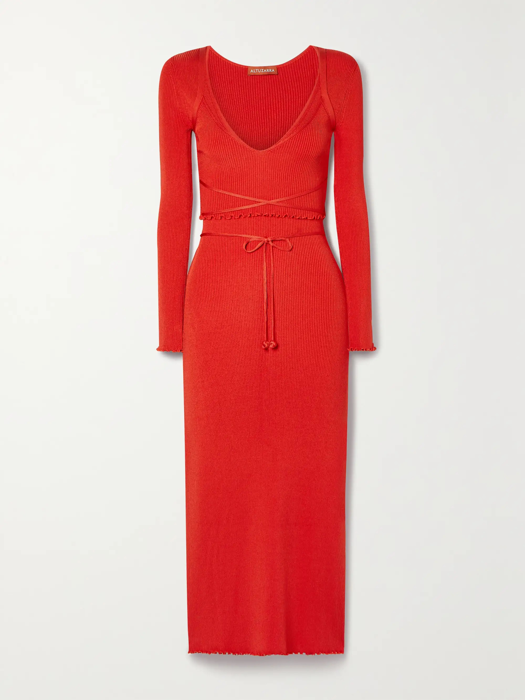 Damali layered belted ribbed-knit midi dress | NET-A-PORTER (UK & EU)