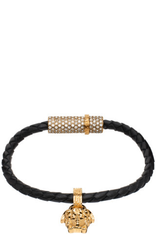 Versace - Black Crystal Medusa Bracelet | SSENSE
