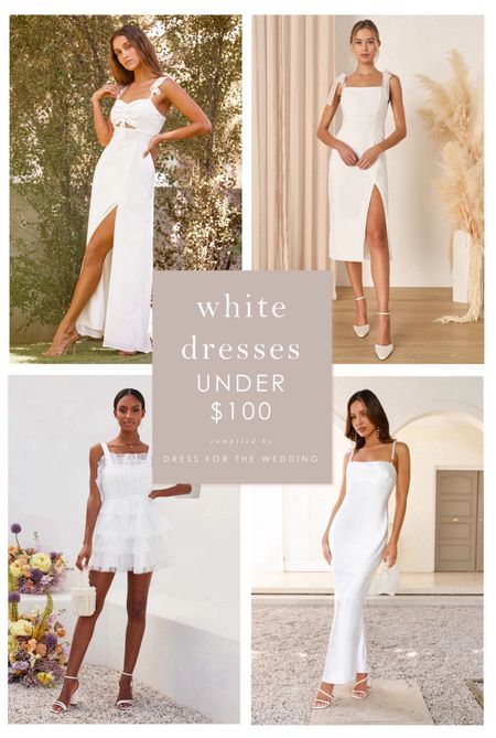 
White dresses for $100. White dress, white mini dress, bachelorette dress, bridal shower dress, dress under 100, Affordable white dress for a bride to be, bachelorette parties, graduations, engagement parties, bridal shower dresses and more. Lulus dress, Lady Black Tie dress, Birdy Grey dress, Hello Molly dress 🤍Plus save 5% onLady Black Tie dresses with code DRESSFOR5 Follow Dress for the Wedding on the LIKEtoKNOW.it shopping app to get the product details for this look and more cute dresses, wedding guest dresses, wedding dresses, and bridal accessories, plus wedding decor and gift ideas!  #ltkwedding #ltksalealert #ltkparties

#LTKMidsize #LTKWedding #LTKParties
