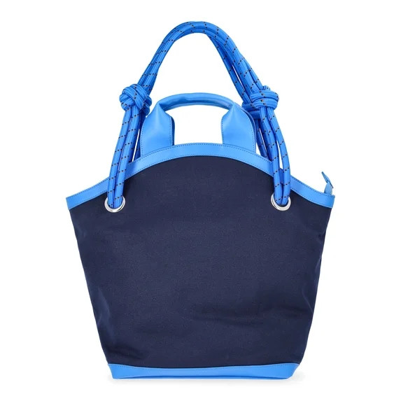 Free Assembly Women's Canvas Tote Bag, Navy/Blue | Walmart (US)