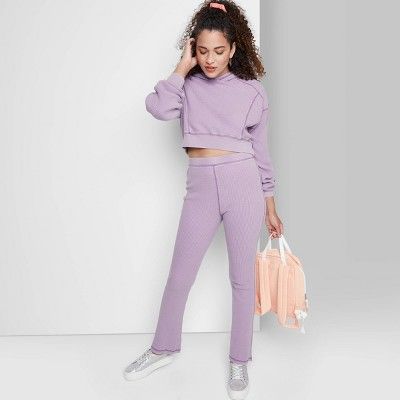 Women&#39;s High-Rise Waffle Flare Pants - Wild Fable&#8482; Amethyst M | Target