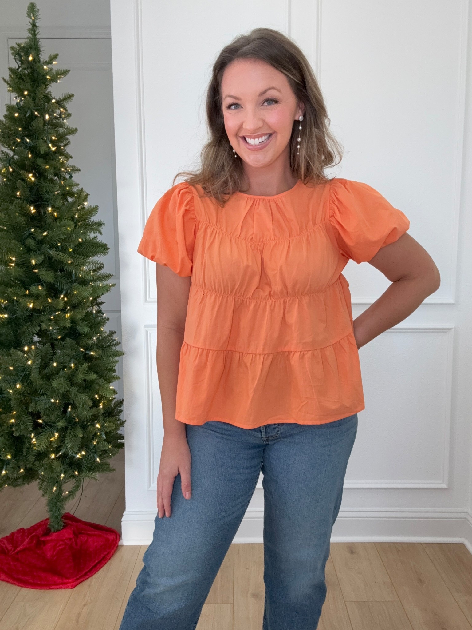 Perfect top for a casual date night or holiday party! This flowy blouse has a unique peplum design that adds a stylish touch. Pair it with these straight ankle jeans for a cute and comfy look! Perfect for Thanksgiving and fall holiday gatherings! I am 5’5” size 8/10 wearing M in top and size 30 jeans!  #amazonfashion #datenightoutfit #holidayparty #womensStyle #peplumtop #casualblouse #holidayoutfit #amazonfashion #fallstyle #womensStyle #jeansandtops #thanksgivingoutfit

#LTKFindsUnder50 #LTKSeasonal #LTKHoliday