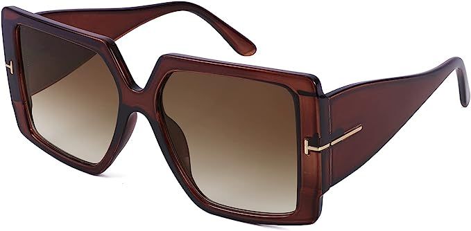 FEISEDY Retro Square Oversized Sunglasses Large Frame Sunglasses for Women Men B4036 | Amazon (US)