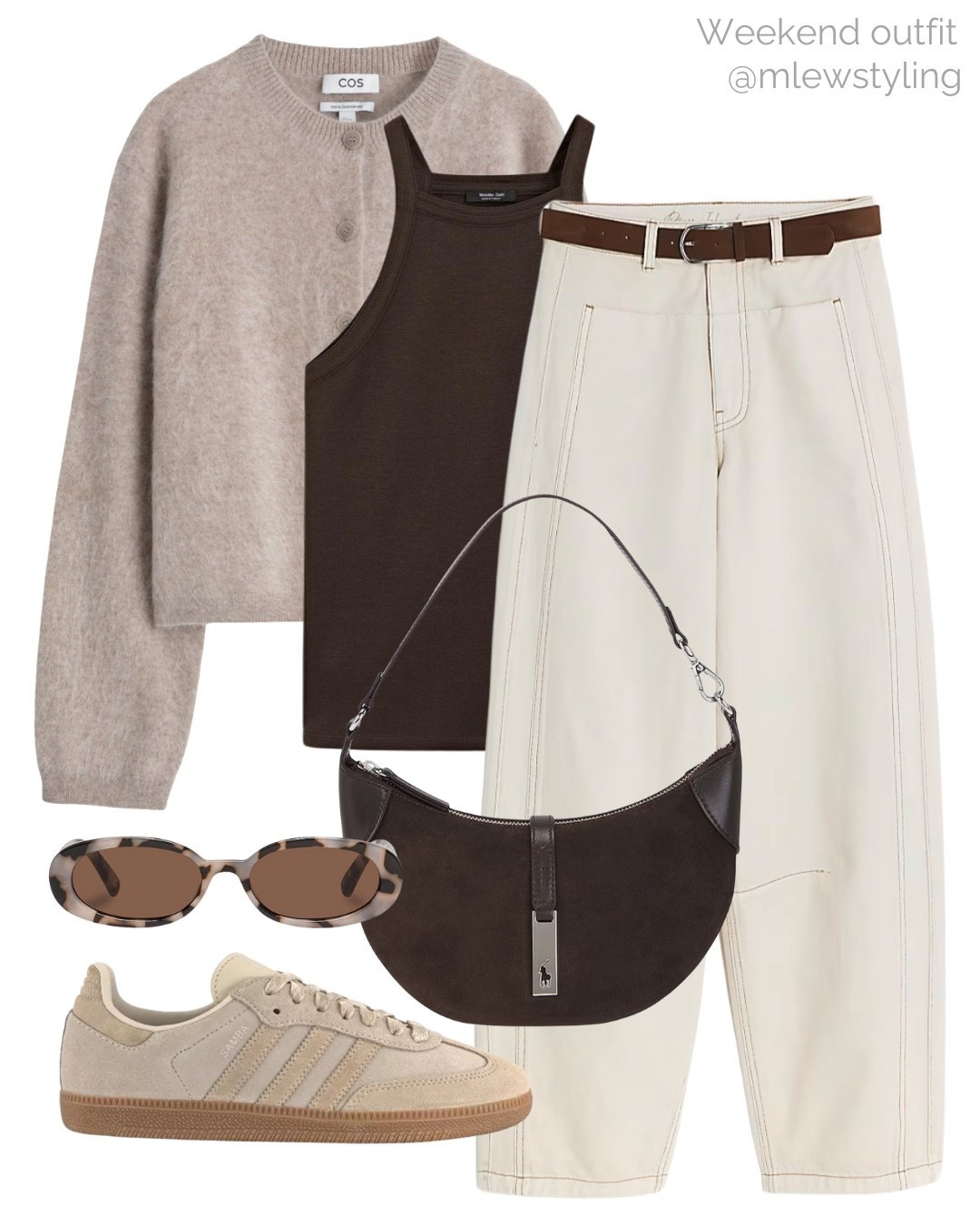 Fall outfit with a cardigan sweater 🤎

Tags: COS cashmere sweater, polo Ralph Lauren suede bag, aire sunglasses, sand strata adidas samba sneakers, belted pants, cream coloured jeans, teacher outfit, casual workwear, autumn fashion, fall office outfit 

#LTKWorkwear #LTKItBag #LTKShoeCrush