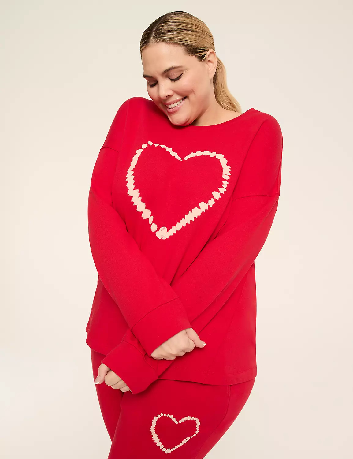LIVI French Terry Heart Tie Dye Crew-Neck Sweatshirt | Lane Bryant (US)