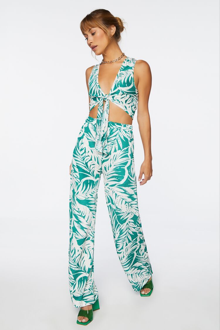 Tropical Tie-Front Crop Top & Pants Set | Forever 21 | Forever 21 (US)