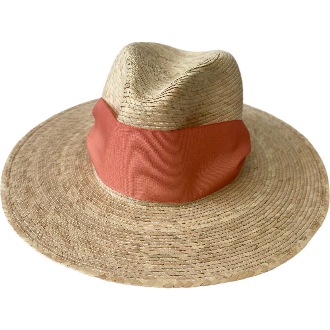 Women's Zinnia Wide & Short Brim Grosgrain Ribbon Sun Hat, Coral | Maisonette