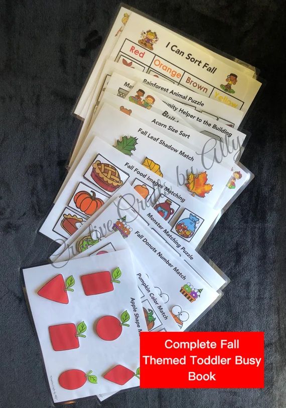 Fall Toddler Busy Book for 2 to 3 year olds! Complete Learning Book!  Hands-on learning at home! | Etsy (US)