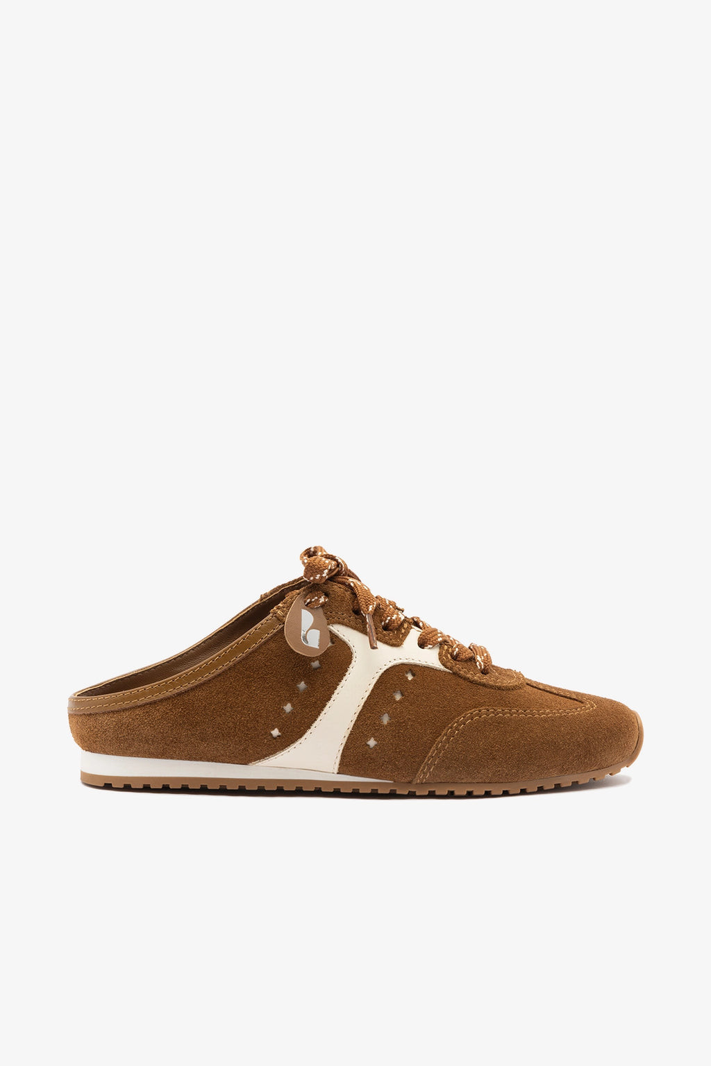 Stella Mule In Russet Suede and Ivory Leather | Larroude