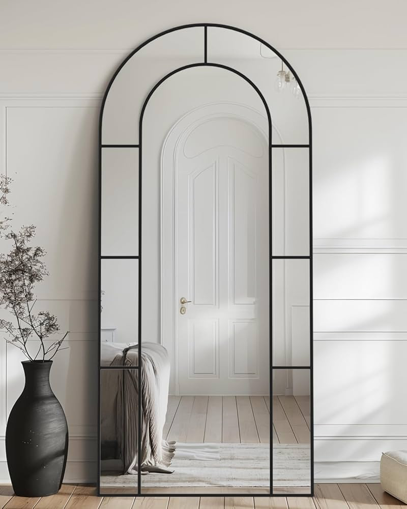 Antok Full Length Mirror, Floor Mirror 76" x 34" Arched Window Decorative Mirror, Metal Framed De... | Amazon (US)