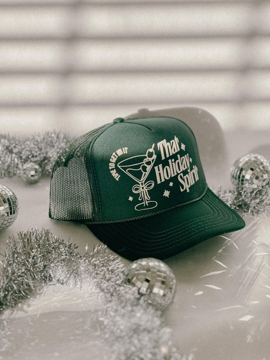 Holiday Spirit Trucker Hat Martini Christmas Cocktail Hat Foam Trucker Holiday Party Hat Women Bo... | Etsy (US)