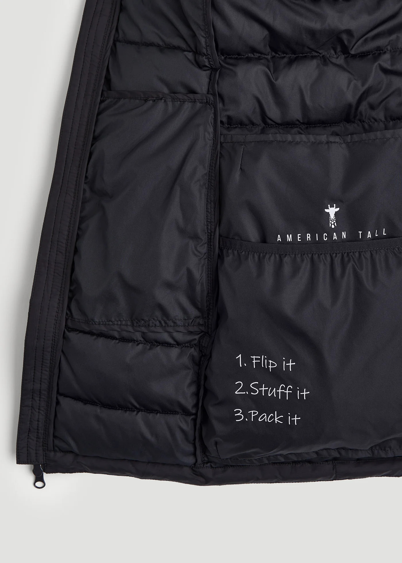 Packable Puffer Jacket for Tall Women in Black | American Tall