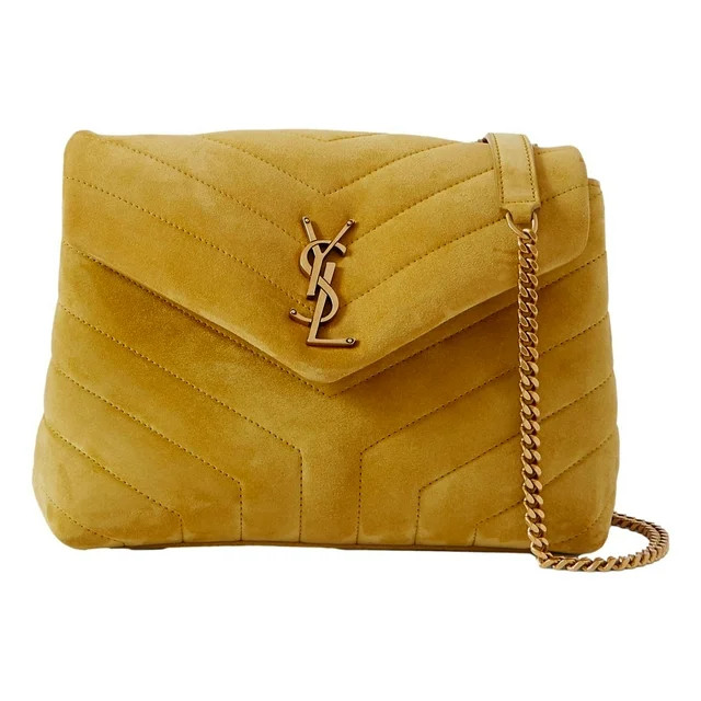 Saint Laurent Loulou Monogram Chartreuse Suede Medium Shoulder Bag | Walmart (US)