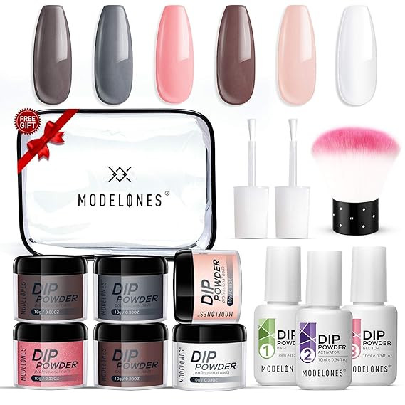 Dipping Powder Nail Starter Kit Nude Gray 6 Colors,Dip Powder System Starter Nail Kit Acrylic Dip... | Amazon (US)