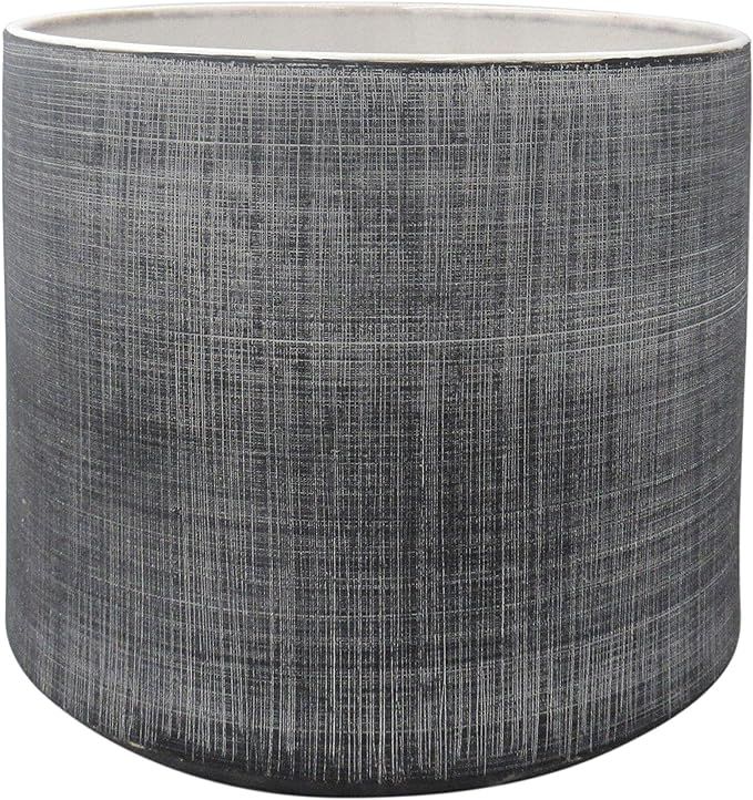 Amazon Brand – Rivet Rustic Textured Stoneware Indoor Planter Pot, 8.7"H, Dark Grey | Amazon (US)