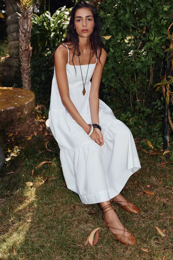 POPLIN PANEL MIDI DRESS | Zara UK