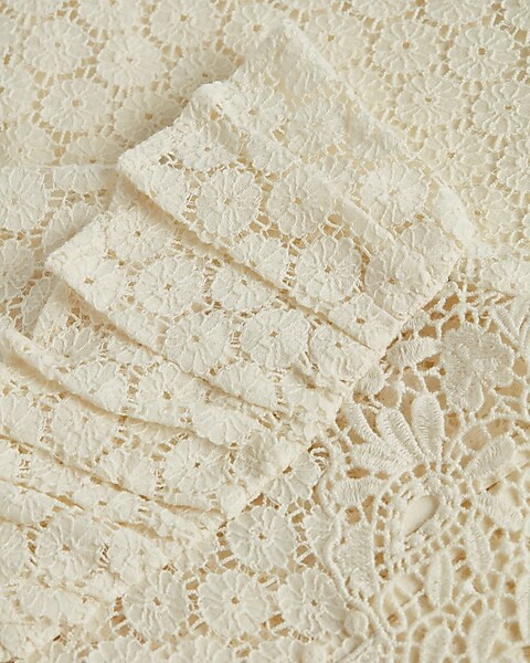 Lace Long Sleeve Ruffle Shoulder Top | Express