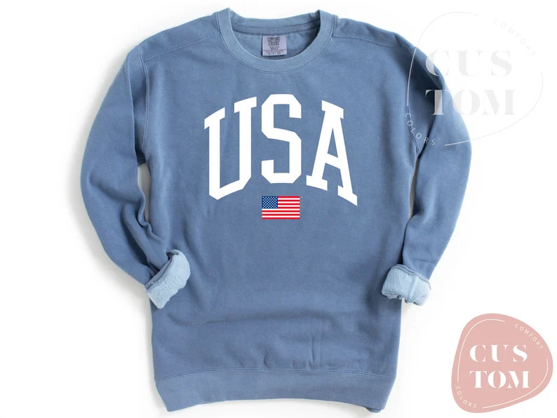 Comfort Colors USA Flag Sweatshirt USA Flag Sweatshirt | Etsy | Etsy (US)