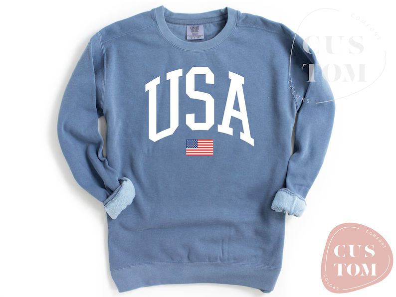 Comfort Colors USA Flag Sweatshirt USA Flag Sweatshirt - Etsy | Etsy (US)