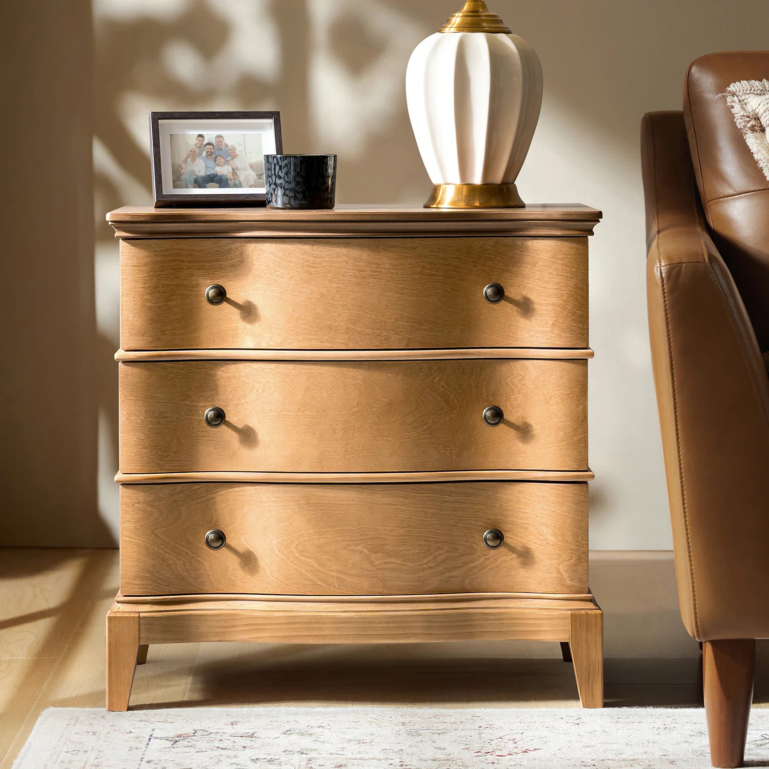 Arelys Transitional 28"W Curved 3-Drawer End Table with Charging Station and Simple Assembly | Wayfair North America
