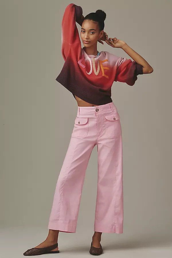 The Colette Flap Pocket Crop Wide-Leg Pants by Maeve | Anthropologie (US)