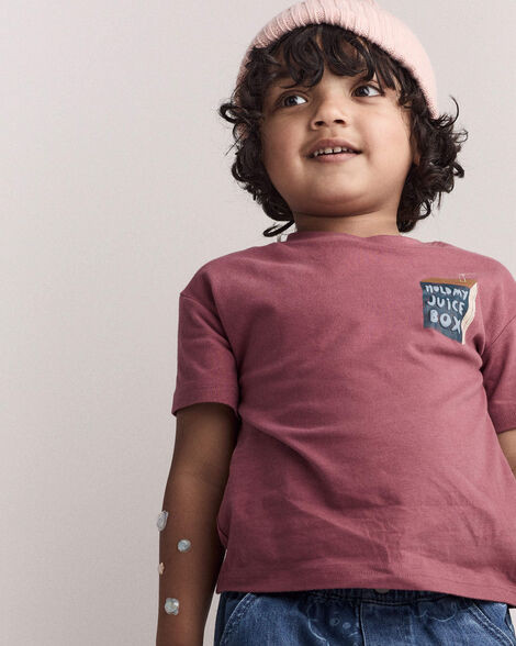 Toddler 'Hold My Juice Box' Short-Sleeve Relaxed Graphic Tee - Burgundy | Carter's Inc
