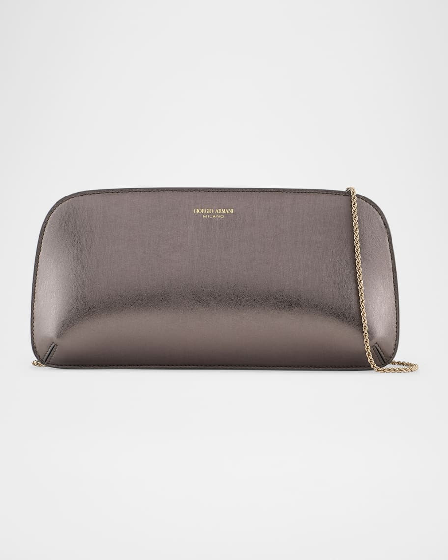 La Prima Large Metallic Leather Clutch Bag | Neiman Marcus