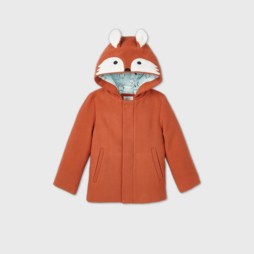 Toddler Girls' Fox Faux Wool Jacket - Cat & Jack Brown 12M | Target