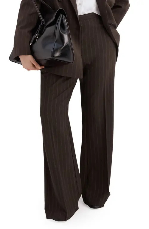 MANGO Pinstripe Pants in Brown at Nordstrom, Size 4 | Nordstrom