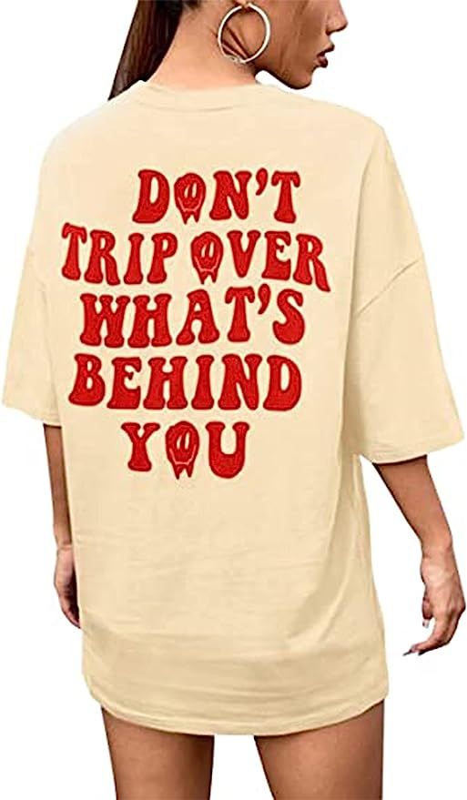 SAFRISIOR Women Oversized Funny Smile Graphic Print T-Shirt Crewneck Short Sleeve Tee Blouse Casu... | Amazon (US)