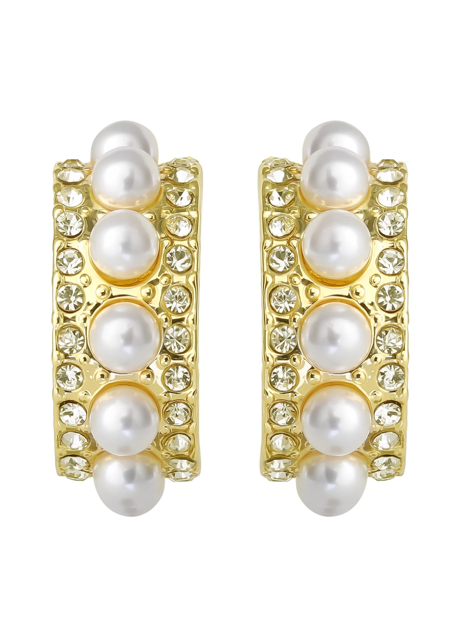 Celebrity Pink Women's Faux Pearl Classic Hoop Earrings | Walmart (US)