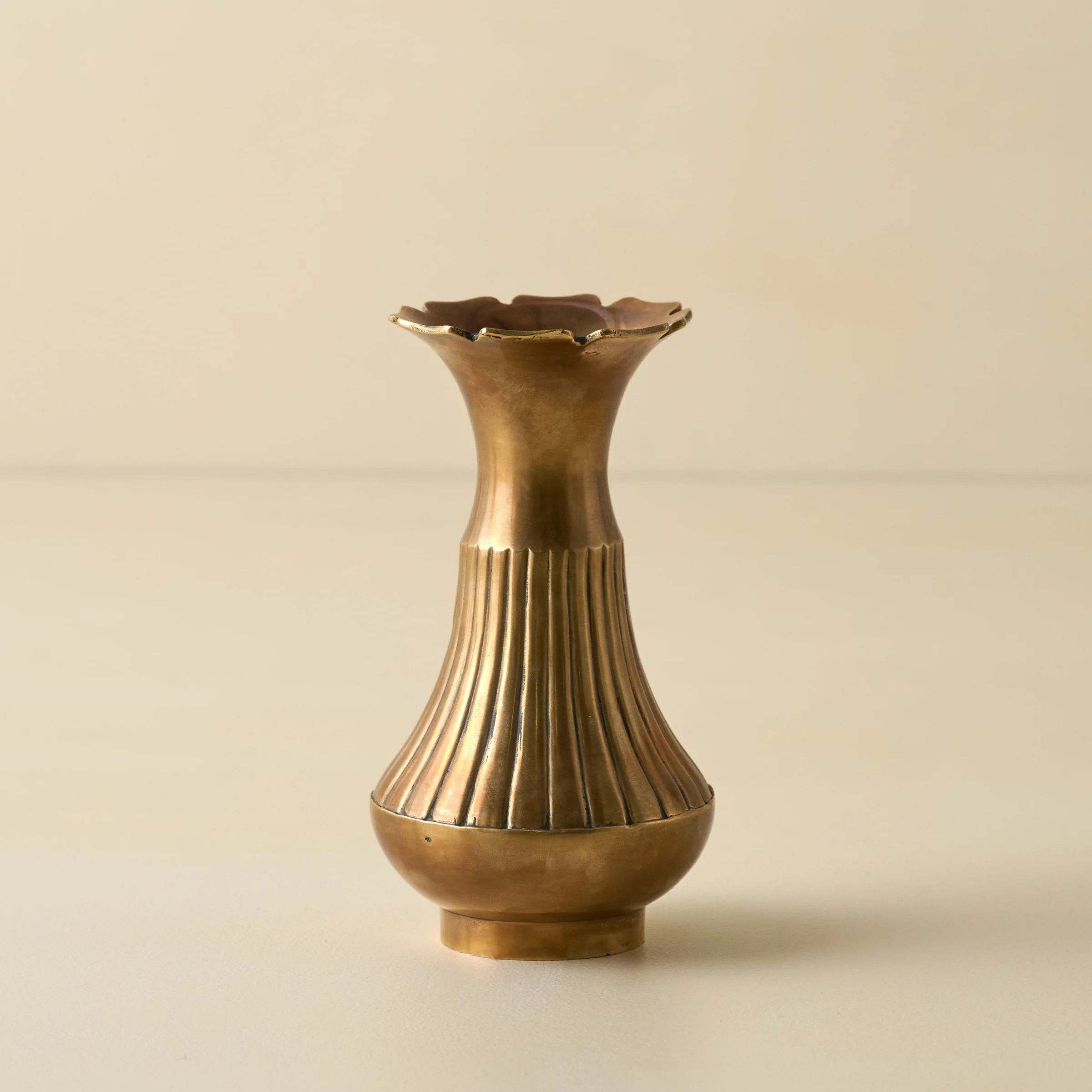 Anna Antiqued Solid Brass Vase | Magnolia