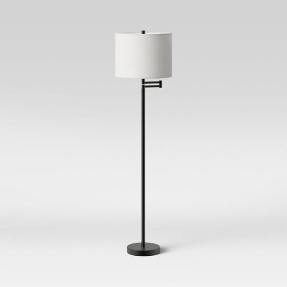 Metal Column Swing Arm Floor Lamp Black (Includes LED Light Bulb) - Threshold™ | Target