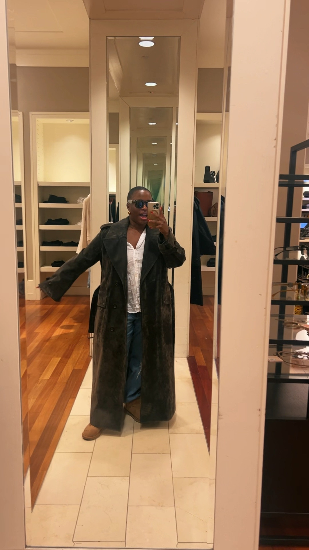 Velour cheap trench coat