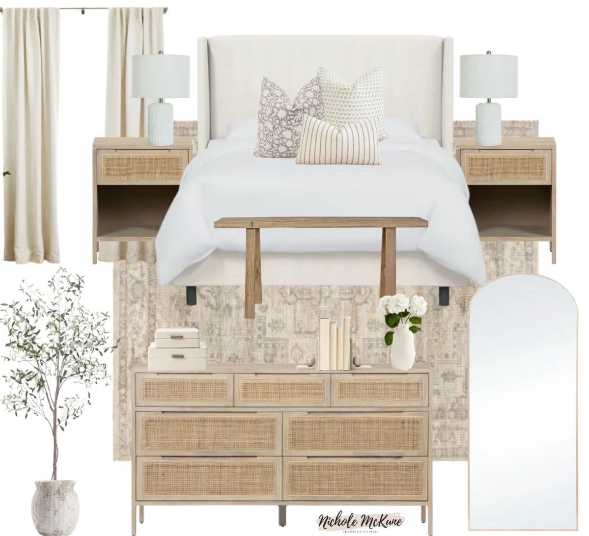 
A soft + serene bedroom design ✨🤍
Light wood tones, woven textures, cozy layers, and soft neutral textiles create the calmest retreat. This design blends coastal, organic modern, and timeless styling for a space that feels fresh and elevated.
Tap to shop the bed, nightstands, dresser, lamps, rug, mirror, bench, pillows, greenery + more!

#LTKHome #LTKBedroom #NeutralBedroom #BedroomDesign #CoastalModernDecor #OrganicModernHome #BedroomInspo #HomeDecorFinds #InteriorDesignMoodBoard #WarmNeutralHome #LTKSaleAlert