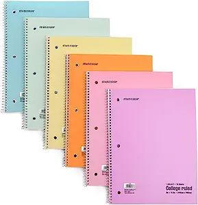 Mintra Office Spiral Notebooks - Pastel, College Ruled, 6 Pack, For School, Office, Business, Pro... | Amazon (US)