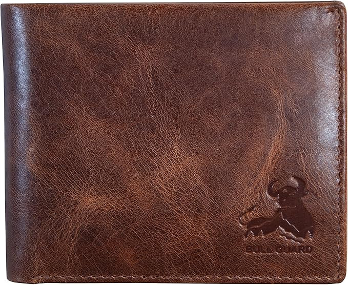 BULL GUARD Mens RFID Blocking Bifold Wallet Soft Genuine Leather Brown Western | Secure and Durab... | Amazon (US)