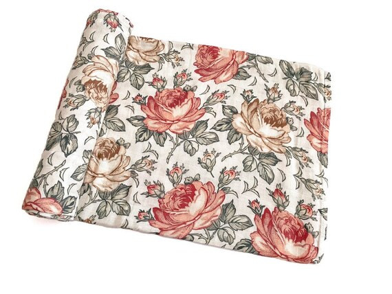 Rust & Cream Vintage Floral Muslin Swaddle Blanket, Newborn Swaddle, Floral Swaddle, Newborn Phot... | Etsy (US)