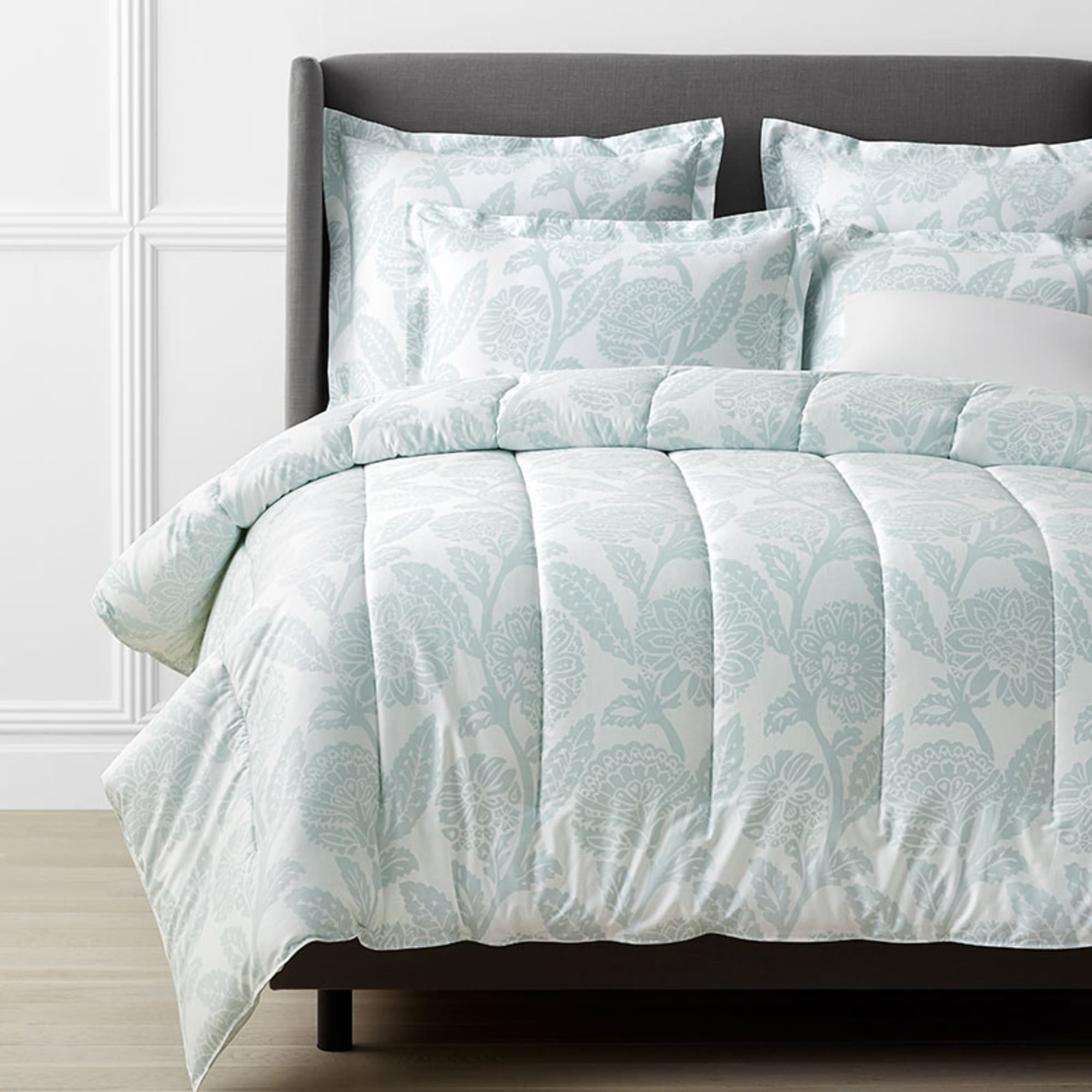 Legends Hotel™ Stencil Damask Cotton Sateen Comforter - Sky Blue | The Company Store