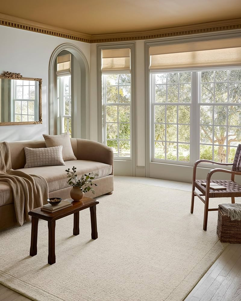 Loloi Magnolia Home by Joanna Gaines Henley Collection HNY-01 Ivory/Smoke 7'-9" x 9'-9" Area Rug | Amazon (US)