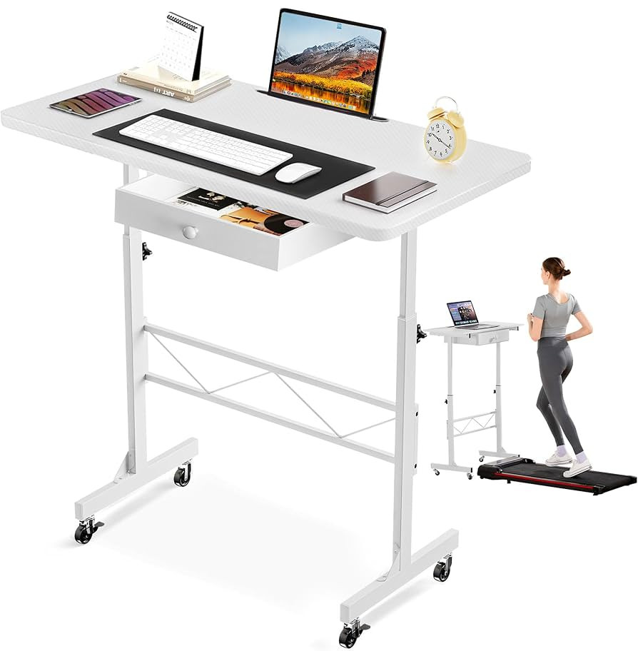 GTRACING Small Standing Desk Adjustable Height Small Computer Desk Mobile Portable Rolling Laptop... | Amazon (US)