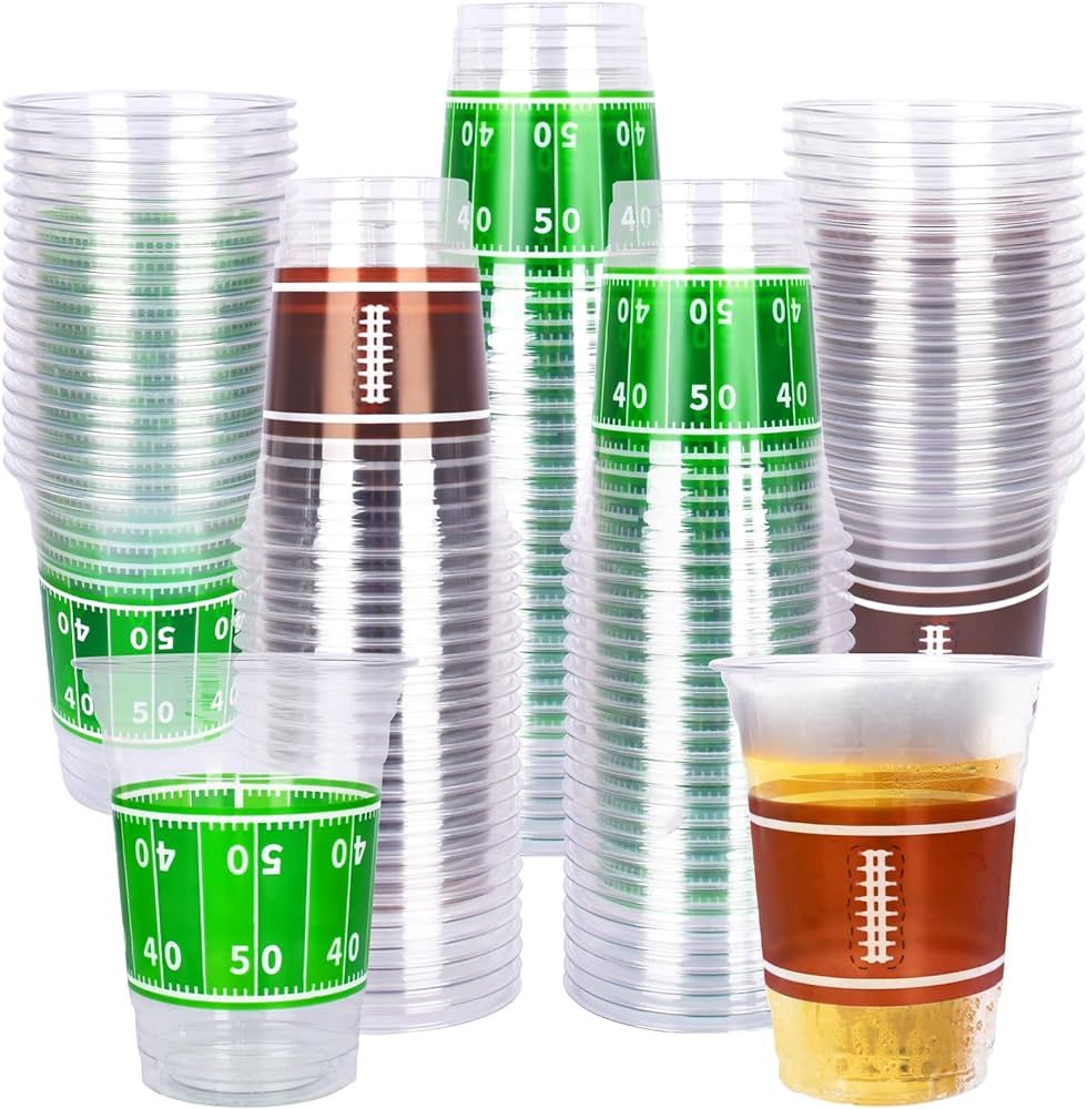 Gatherfun 100 Pcs 16oz Football Plastic Cups - Perfect for Football Parties and Tailgate Events, ... | Amazon (US)