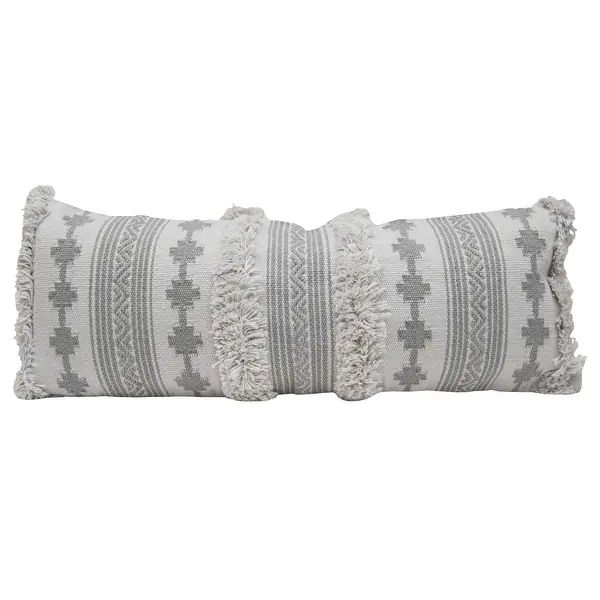 Foreside Home & Garden 14x36" Woven Gray Polyester w/Poly Fill Pillow - 14X36 - Overstock - 35766... | Bed Bath & Beyond
