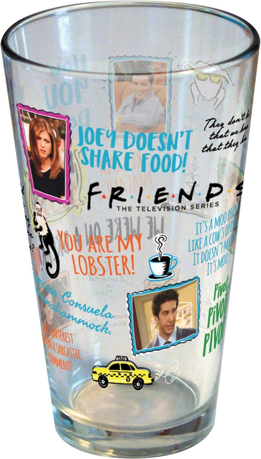 Friends Famous Classic Quotes 16oz pint glass Friends The TV Show (1 Glass Included) | Amazon (US)