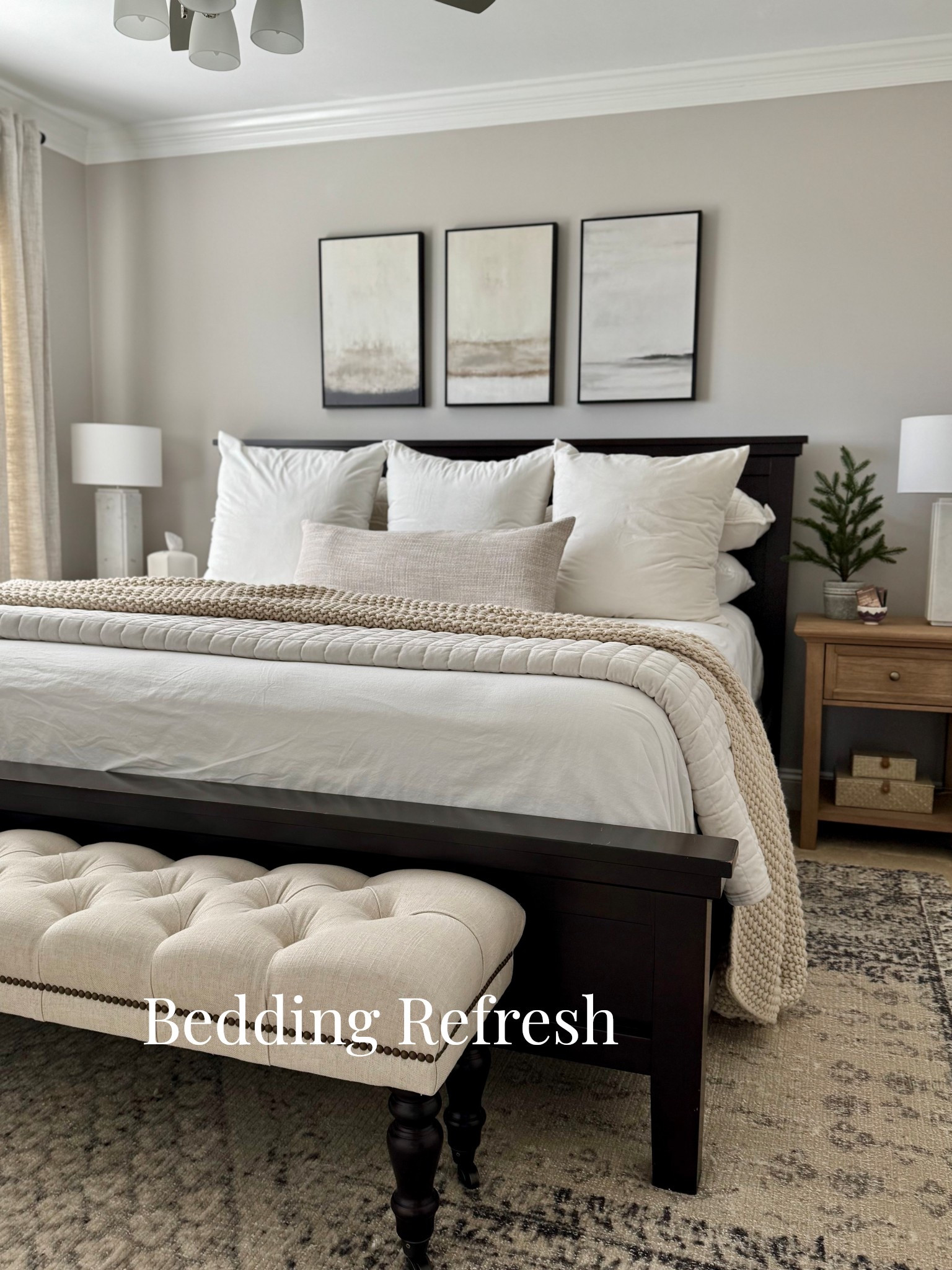 Neutral bedding refresh for the new year. 
#amazonbedding #masterbedroomrefresh #neutralbedding #target #potterybarn #refesh #quilt #blanket #bedroom #bedding #newyear #reset

#LTKSeasonal #LTKHome