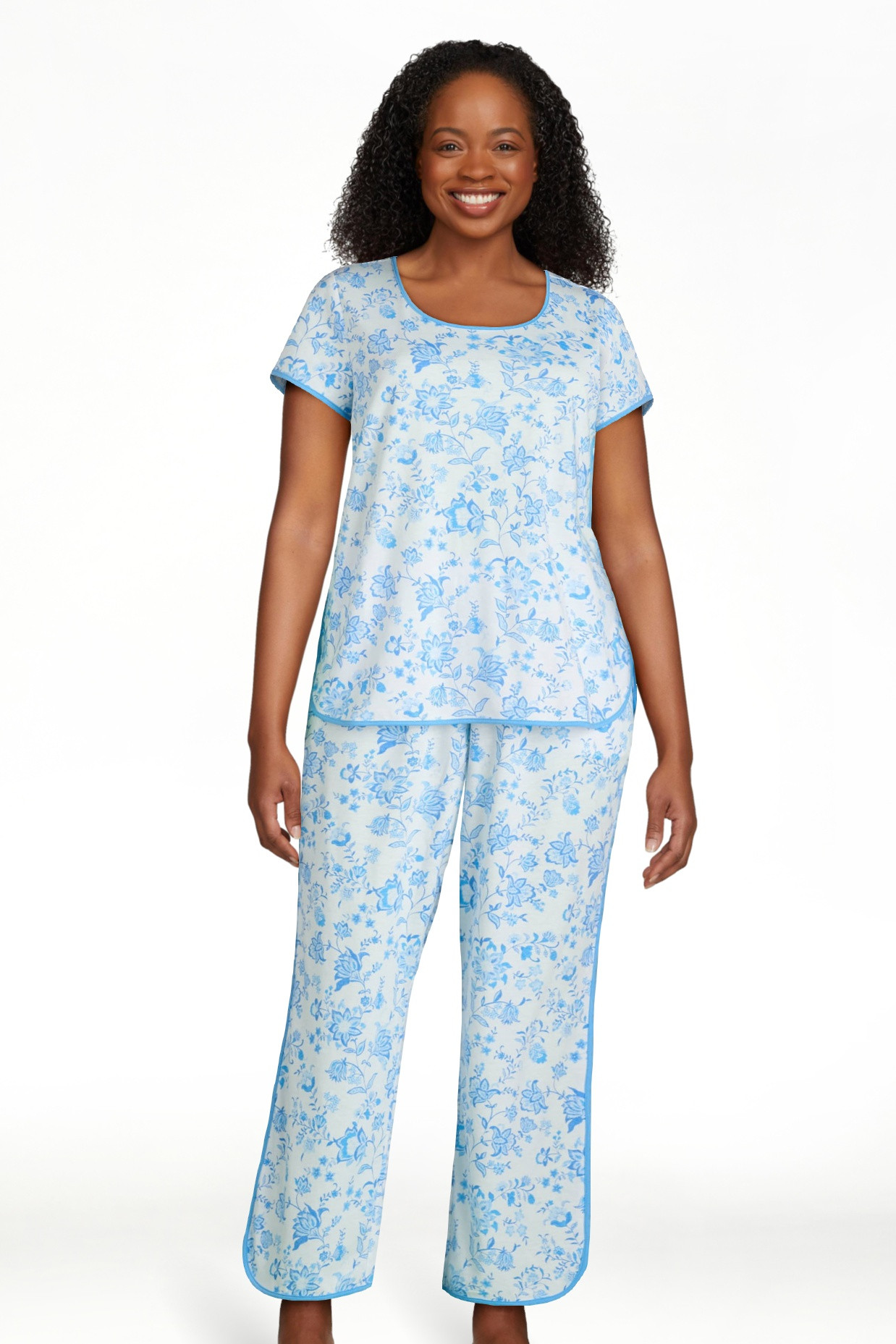 Joyspun Women's and Women’s Plus Lightweight Sleep Tee and Pants Set, 2-Piece, Sizes XS to 3X | Walmart (US)