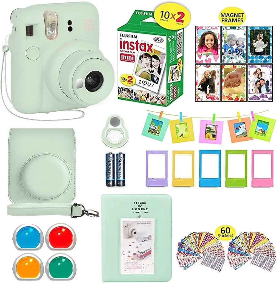 Fujifilm Instax Mini 12 Instant Camera Mint Green + Shutter Compatible Carrying Case + Fuji Film ... | Amazon (US)