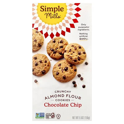 Simple Mills, Crunchy Almond Flour Cookies, Chocolate Chip, 5.5 oz (156 g) | iHerb