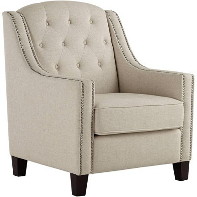 55 Downing Street Tivoli Beige Linen Tufted Armchair | Target